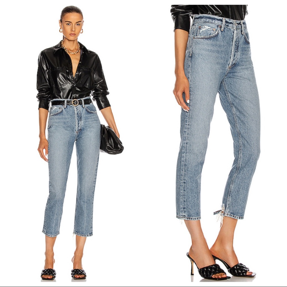 🥂SOLD AGOLDE Riley High Rise Crop Jeans in BLUR - Picture 15 of 16